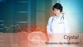  Presentation with brain injury - PPT layouts featuring brain injury - image of young male doctor background and a coral colored foreground