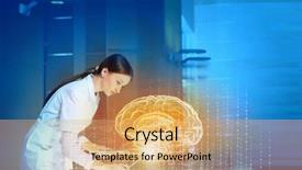  Presentation with brain injury - PPT theme featuring brain injury - image of young woman doctor background and a coral colored foreground