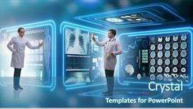  Presentation with diagnostics - Cool new slides with artificial intelligence application - team of doctor in remote backdrop and a ocean colored foreground