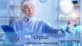  Presentation with mhealth - Cool new PPT theme with artificial intelligence application - woman doctor in telemedicine mhealth backdrop and a light blue colored foreground