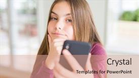  Presentation with kid police - Slide set with brain kids - beautiful young girl kid sending background and a  colored foreground