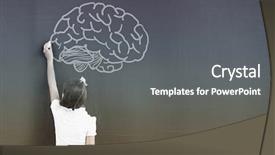 Presentation with kids brain - Amazing slide set having brain kids - cute little girl standing backdrop and a gray colored foreground
