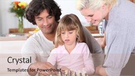  Presentation with siblings playing chess - Slides with brain kids - young family playing chess background and a coral colored foreground