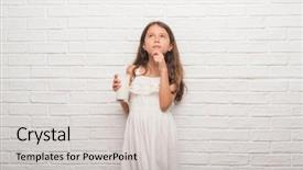  Presentation with floral border over white - Cool new presentation theme with brain kids - young hispanic kid over white backdrop and a light gray colored foreground