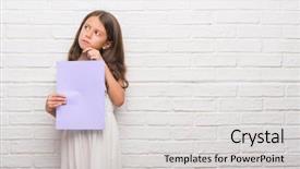  Presentation with floral border over white - Colorful slide deck enhanced with brain kids - young hispanic kid over white backdrop and a light gray colored foreground