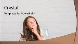  Presentation with drinking glass - PPT theme enhanced with brain kids - young hispanic kid sitting background and a light gray colored foreground