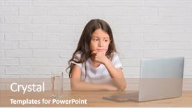  Presentation with sitting posture and computer ergonomics - PPT layouts consisting of brain kids - young hispanic kid sitting background and a coral colored foreground