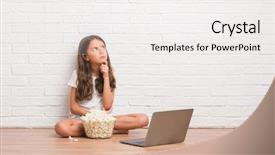  Presentation with movie popcorn - PPT layouts featuring brain kids - young hispanic kid sitting background and a white colored foreground