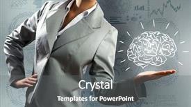  Presentation with leadership - PPT theme with brain leadership - close up of businesswoman background and a gray colored foreground