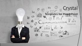  Presentation with ideas - Slide set featuring brain leadership - head full of ideas mixed background and a light gray colored foreground