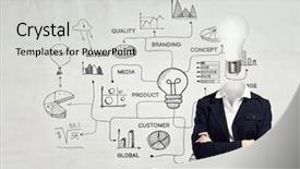  Presentation with ideas - Beautiful theme featuring brain leadership - head full of ideas mixed backdrop and a light gray colored foreground