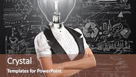  Presentation with leadership - Presentation theme with brain leadership - idea concept lamp head business background and a tawny brown colored foreground