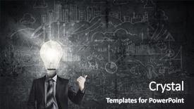  Presentation with bulb brain - Cool new theme with brain leadership - idea concept with businessman backdrop and a dark gray colored foreground