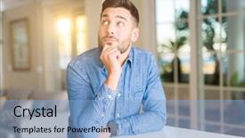  Presentation with one young man exercising handball - Audience pleasing slide deck consisting of brain life - young handsome man at home backdrop and a light blue colored foreground