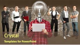  Presentation with idea - Presentation design with brain light bulb - idea concept lamp head background and a tawny brown colored foreground