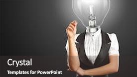  Presentation with bulb brain - Cool new theme with brain light bulb - lamp head female writing something backdrop and a dark gray colored foreground