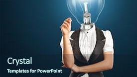  Presentation with writing education female writer - Amazing slide deck having brain light bulb - lamp head female writing something backdrop and a navy blue colored foreground