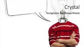  Presentation with bulb brain - Colorful slides enhanced with brain light bulb - male in red and lamp-head backdrop and a white colored foreground