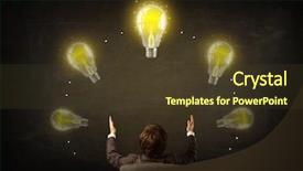  Presentation with hotel front office - Slide deck featuring brain light bulb - young businessman sitting in office background and a tawny brown colored foreground