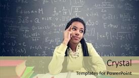 Presentation with school desk - Beautiful theme featuring brain love - female african pupil thinking backdrop and a  colored foreground