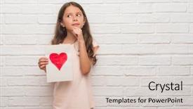  Presentation with questions question marks idea - Beautiful slide deck featuring brain love - serious face thinking about question backdrop and a lemonade colored foreground