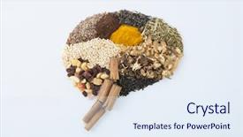  Presentation with healthy nutrition - Audience pleasing theme consisting of brain made of various herbs backdrop and a sky blue colored foreground