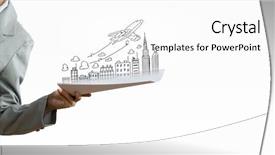  Presentation with marketing strategy - PPT theme enhanced with brain marketing - businesswoman against sketch background new background and a  colored foreground