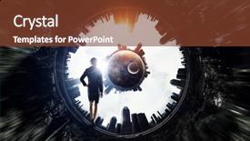  Presentation with thinking brain - Cool new slide set with brain marketing - thinking wide and global backdrop and a tawny brown colored foreground