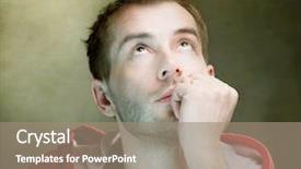  Presentation with brain memory - Amazing PPT theme having brain memory - thinking man backdrop and a coral colored foreground