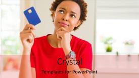  Presentation with brain thinking - Beautiful slide deck featuring brain money - young african american woman holding backdrop and a crimson colored foreground