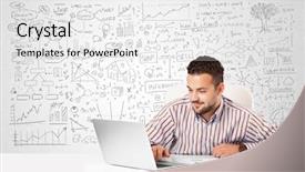  Presentation with planning - Audience pleasing PPT theme consisting of brain money - young businessman planning and calculating backdrop and a white colored foreground