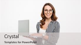  Presentation with laptop and wall - Beautiful presentation theme featuring brain network - photo of cute cheerful young backdrop and a light gray colored foreground