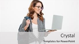  Presentation with young college student diagnosis of sti - Beautiful presentation theme featuring brain network - photo of pretty young lady backdrop and a white colored foreground