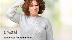  Presentation with middle ages - Presentation design enhanced with brain old people - beautiful middle ager senior woman background and a  colored foreground