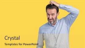  Presentation with thinking brain - Cool new slide set with brain old people - handsome middle age elegant senior backdrop and a yellow colored foreground