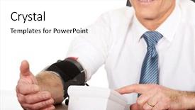  Presentation with blood pressure - Slides having brain old people - mature businessman measuring blood pressure background and a white colored foreground
