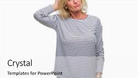  Presentation with woman praying over bible - Colorful slide set enhanced with brain old people - middle age blonde woman backdrop and a  colored foreground