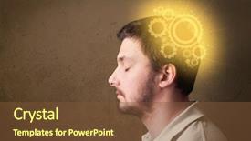 Presentation with 3d person thinking - Beautiful PPT layouts featuring brain parts - young person thinking backdrop and a tawny brown colored foreground