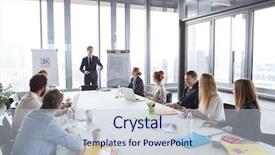  Presentation with project kick off meeting - Presentation theme featuring brain people - business man talking about project background and a lemonade colored foreground