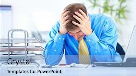  Presentation with stress - Cool new PPT layouts with brain people - businessman having stress backdrop and a light blue colored foreground