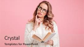  Presentation with lean management thinking - Amazing PPT theme having brain people - image of pretty thinking lady backdrop and a lemonade colored foreground