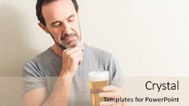  Presentation with brain thinking - PPT layouts enhanced with brain people - senior man drinking beer serious background and a lemonade colored foreground