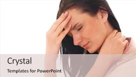  Presentation with migraine - Beautiful PPT theme featuring brain people - woman with migraine backdrop and a lemonade colored foreground