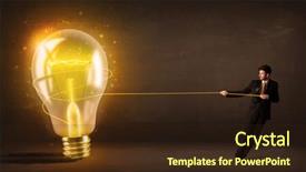  Presentation with glowing light bulb light bulb - Presentation having brain power - business man pulling a big background and a wine colored foreground