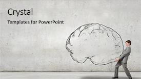  Presentation with business plan - Slide deck featuring brain power - young businessman carrying his great background and a light gray colored foreground