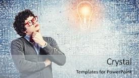  Presentation with brain thinking - Presentation theme enhanced with brain power - young man in the process background and a lemonade colored foreground