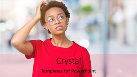  Presentation with african american woman question - Slide set featuring  background and a  colored foreground