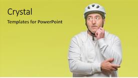  Presentation with cyclist - Audience pleasing slide deck consisting of brain security - handsome senior cyclist man wearing backdrop and a yellow colored foreground