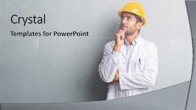  Presentation with safety chemical engineering - Slides featuring brain security - handsome young engineer man background and a light gray colored foreground