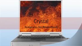  Presentation with blue fire - Colorful theme enhanced with brain security - silver laptop with the lid backdrop and a red colored foreground